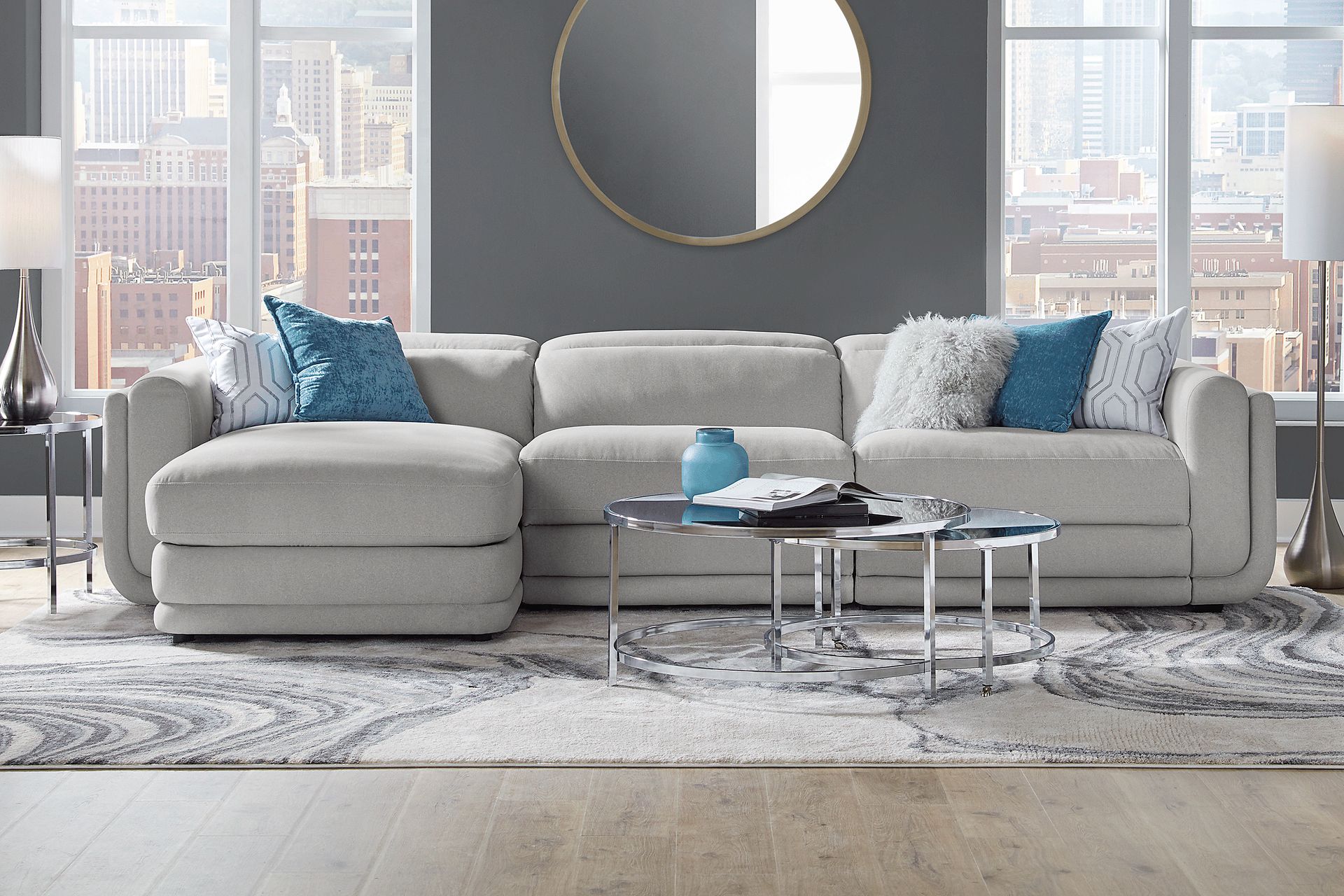 Dillon Smoke 3 Pc Dual Power Reclining Sectional - Image 2