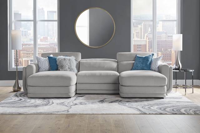 Dillon Smoke 3 Pc Dual Power Reclining Sectional - Thumbnail - Image 1