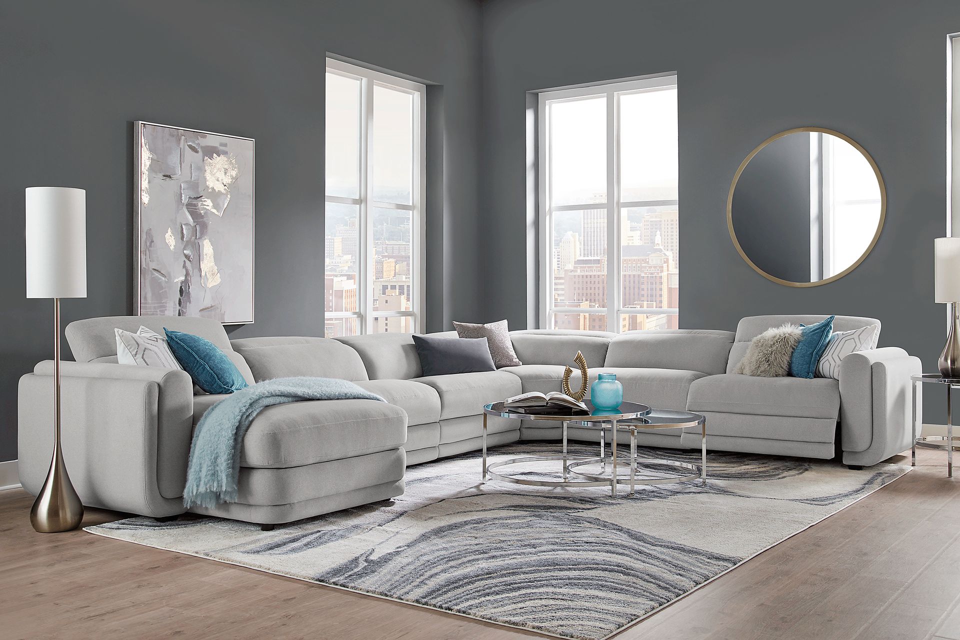 Dillon Smoke 6 Pc Dual Power Reclining Sectional - Image 2