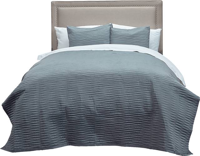 Dinara Gray 3 Pc King Quilt Set - Thumbnail - Image 2