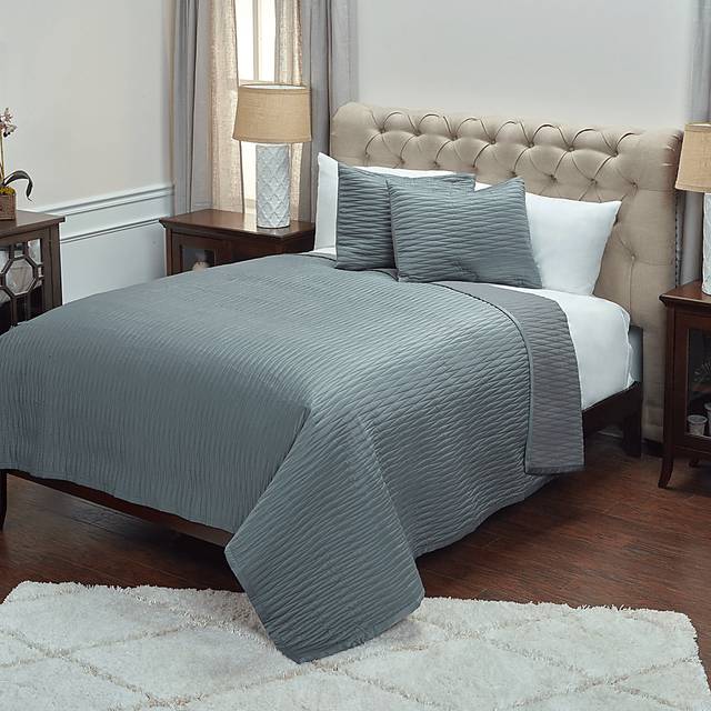 Dinara Gray 3 Pc King Quilt Set - Thumbnail - Image 1