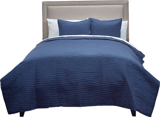 Dinara Navy 3 Pc King Quilt Set - Thumbnail - Image 2