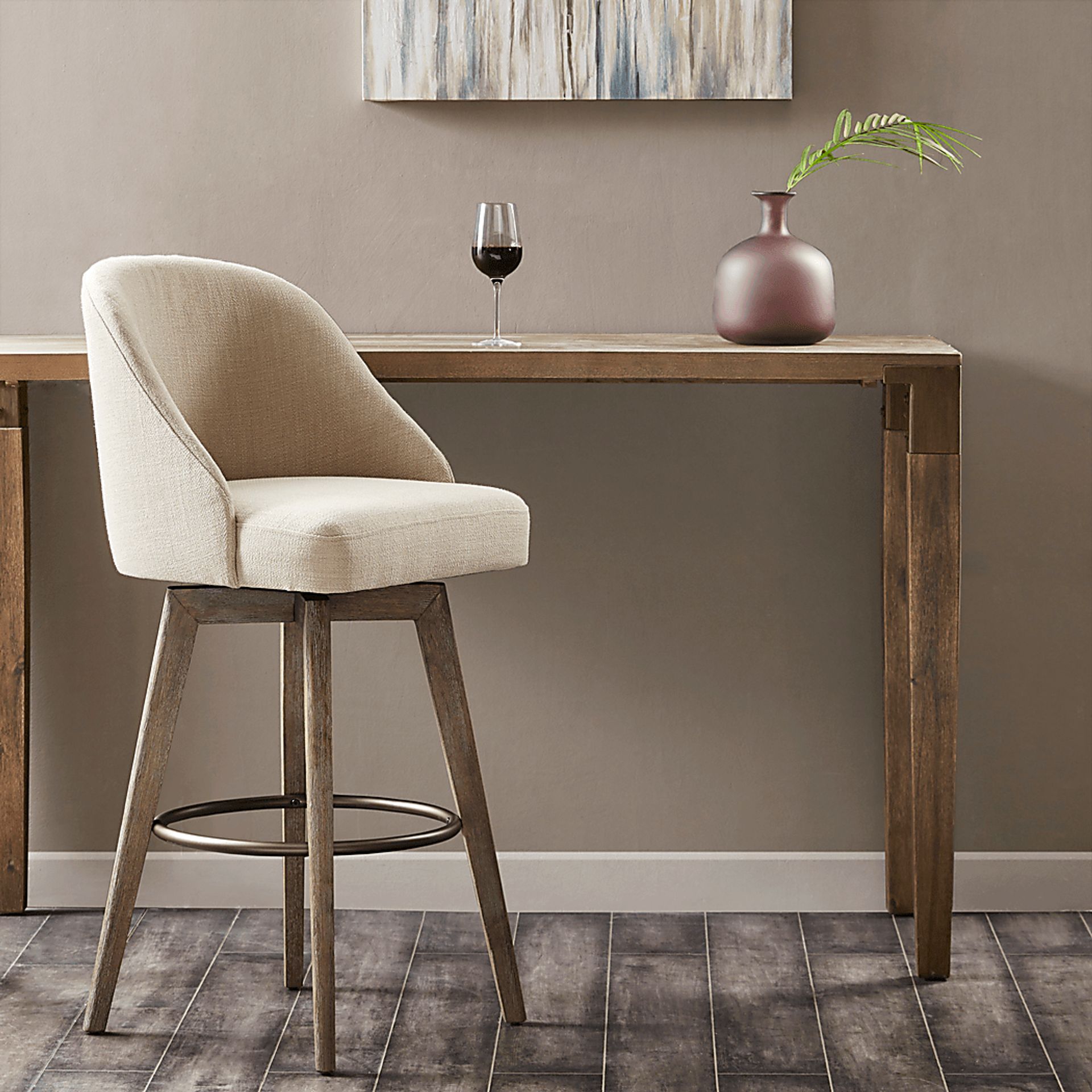 Dinmore Beige Swivel Barstool - Image 6