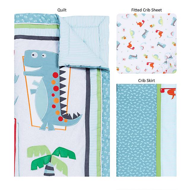 Dino Town Sky 3 Pc Baby Bedding Set - Thumbnail - Image 2