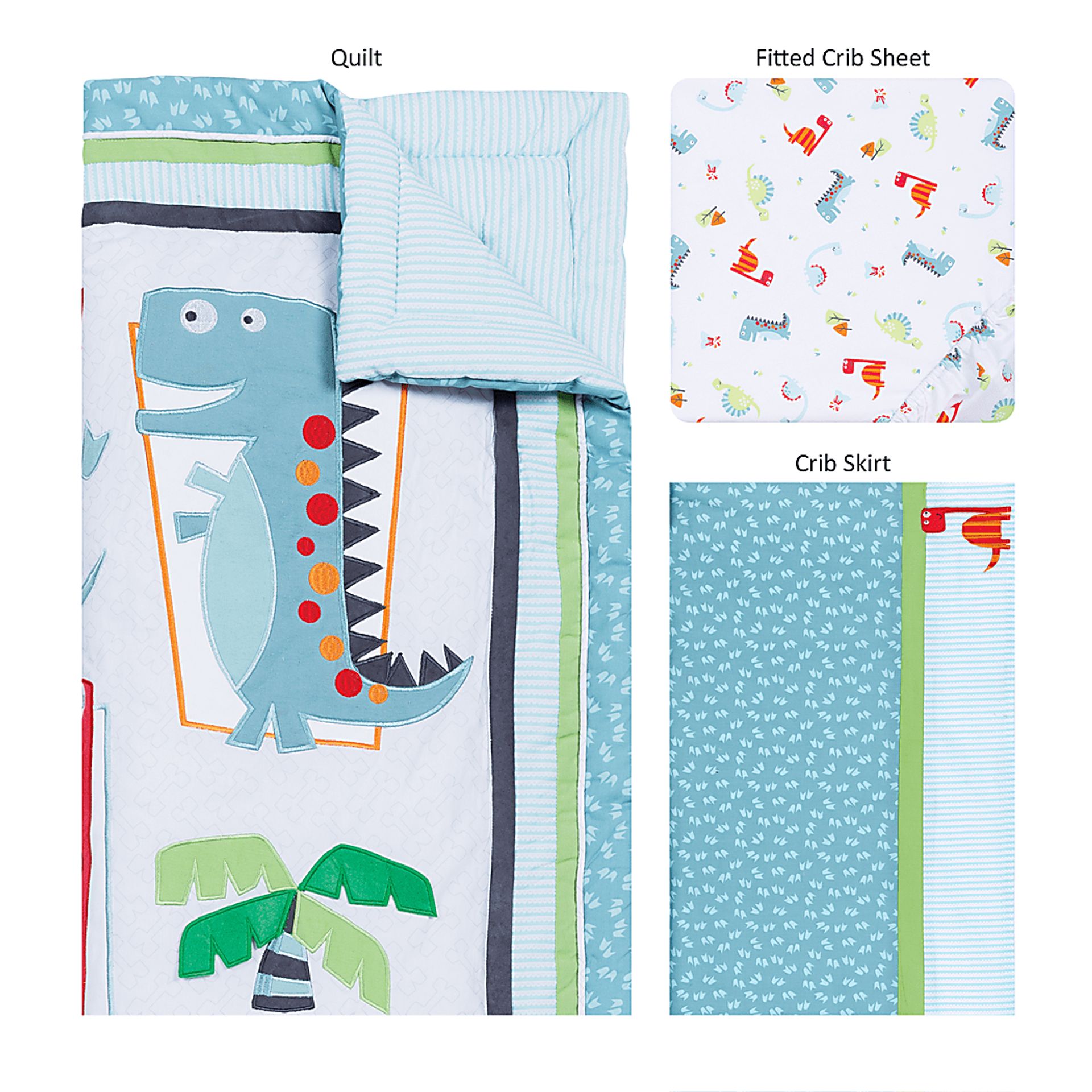 Dino Town Sky 3 Pc Baby Bedding Set - Image 2
