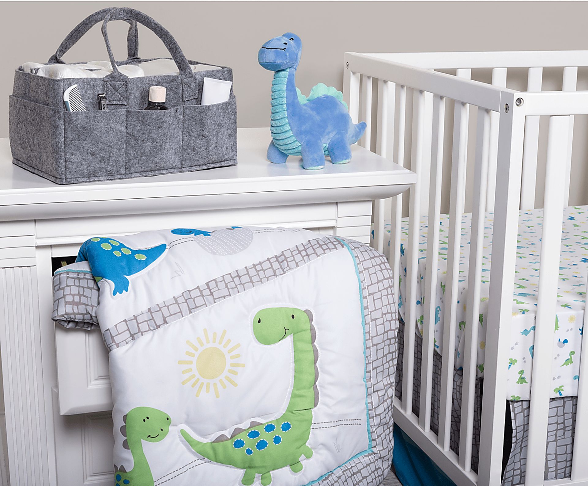 Dino Trail White 4 Pc Baby Bedding Set - Image 11