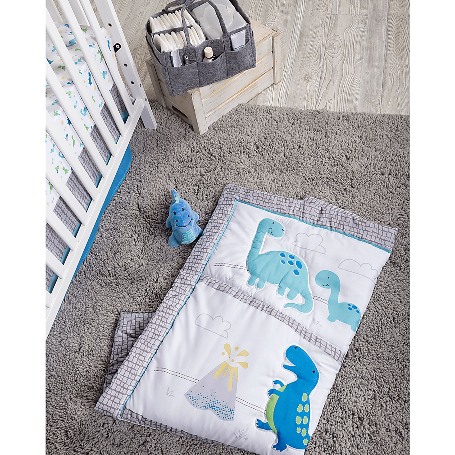 Dino Trail White 4 Pc Baby Bedding Set - Image 13