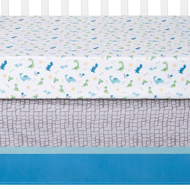 Dino Trail White 4 Pc Baby Bedding Set - Thumbnail - Image 16