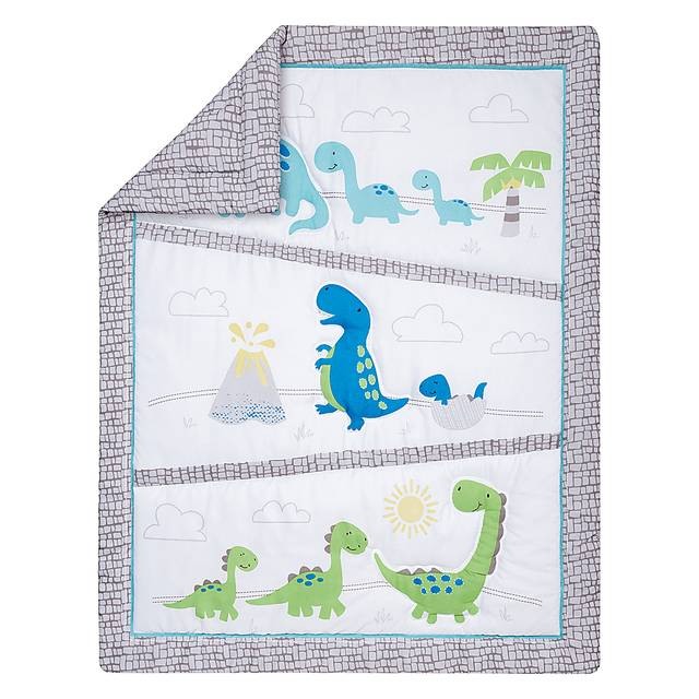 Dino Trail White 4 Pc Baby Bedding Set - Thumbnail - Image 9