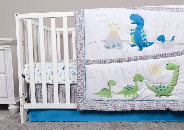 Dino Trail White 4 Pc Baby Bedding Set - Thumbnail - Image 10