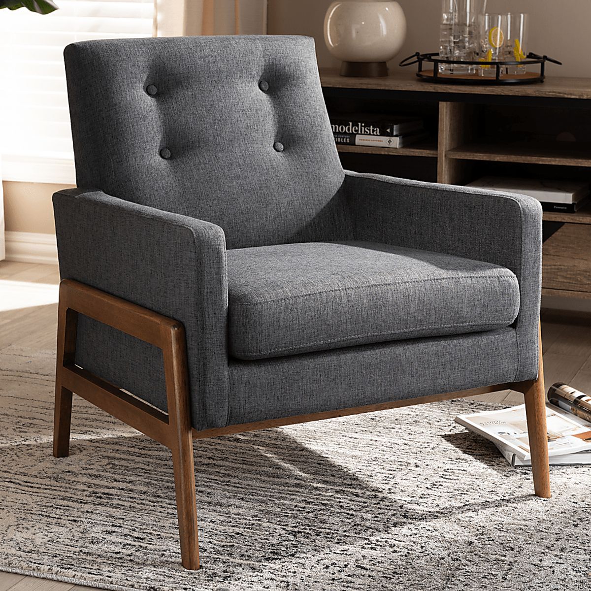 Diplari Dark Gray Polyester Fabric Accent Chair | Rooms to Go