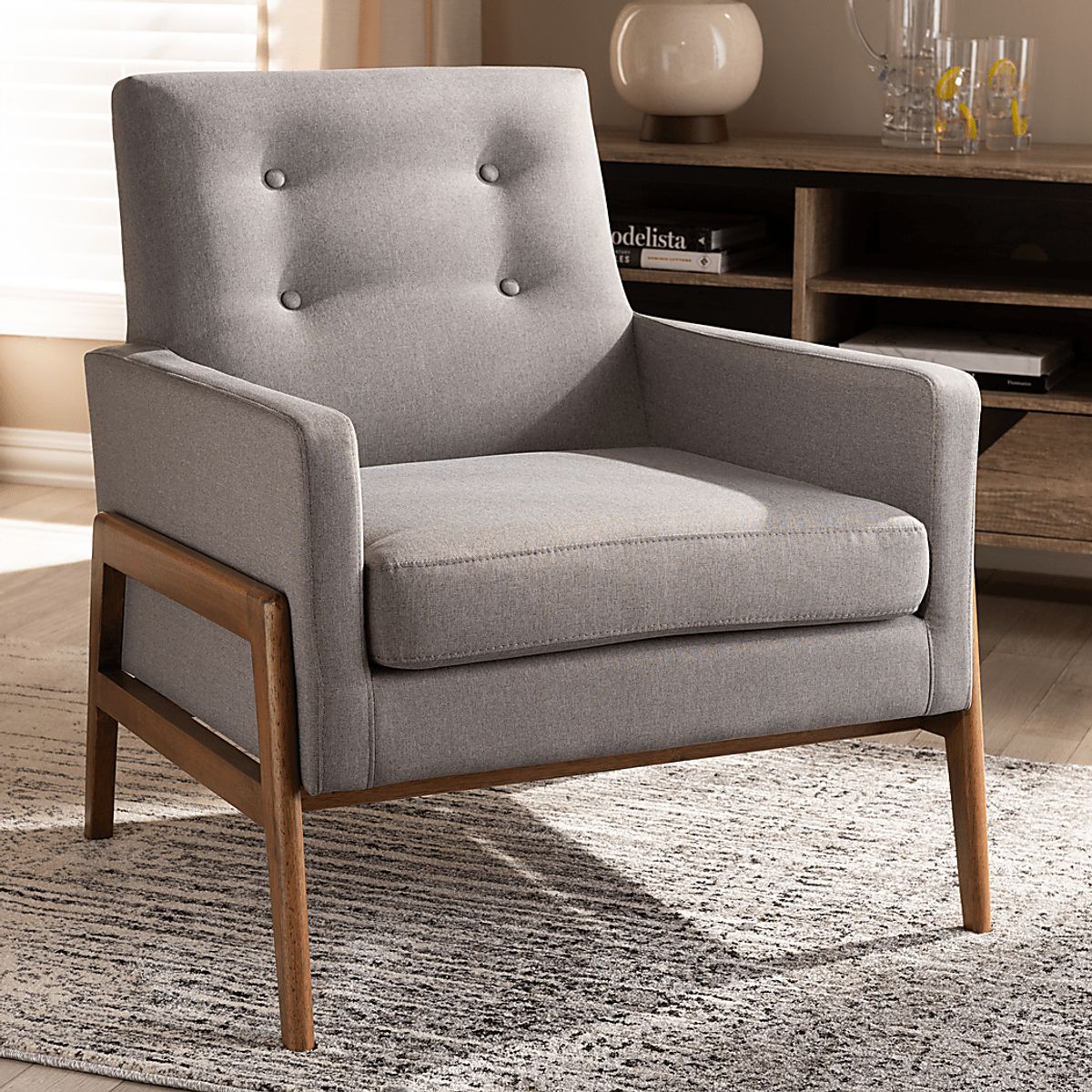 Diplari Gray Polyester Fabric Accent Chair | Rooms to Go