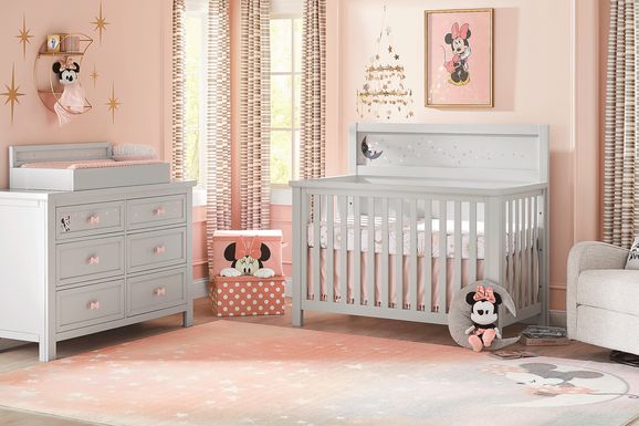 Disney Baby Starry Dreams with Minnie Mouse Gray 5 Pc Nursery with Toddler Rails