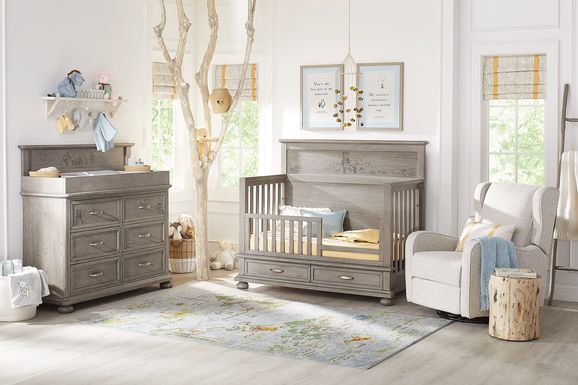 Disney Baby Woodland Adventures with Winnie the Pooh Classic Gray 5 Pc Nursery with Toddler Rails