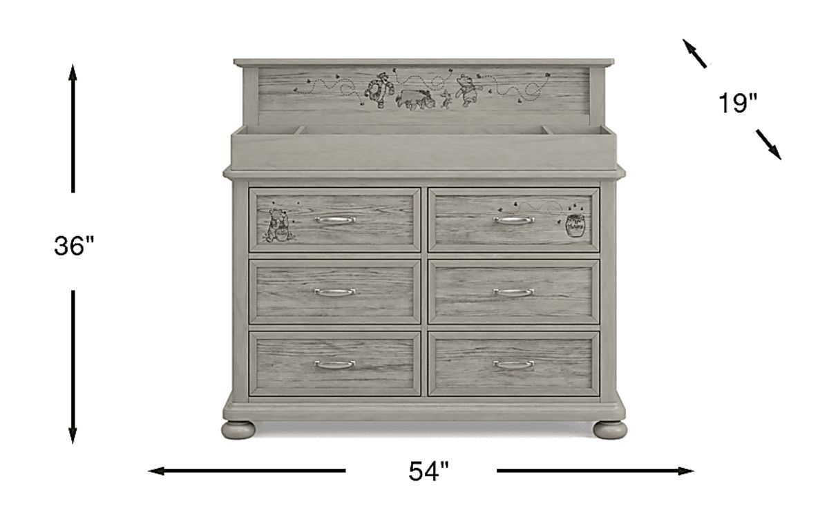 Disney Woodland Adventures With Winnie The Pooh Gray Dresser Changing Pad |  Rooms to Go
