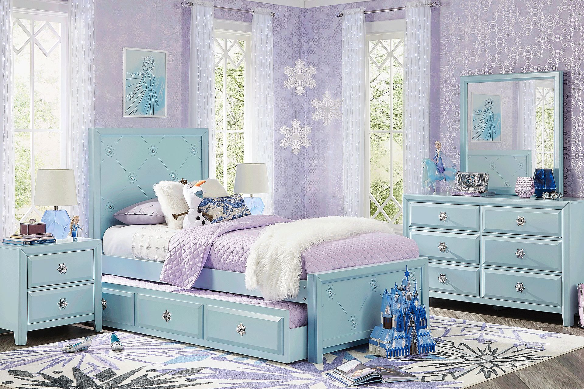 Disney Frozen Ice Blue Twin Panel Bed - Image 2