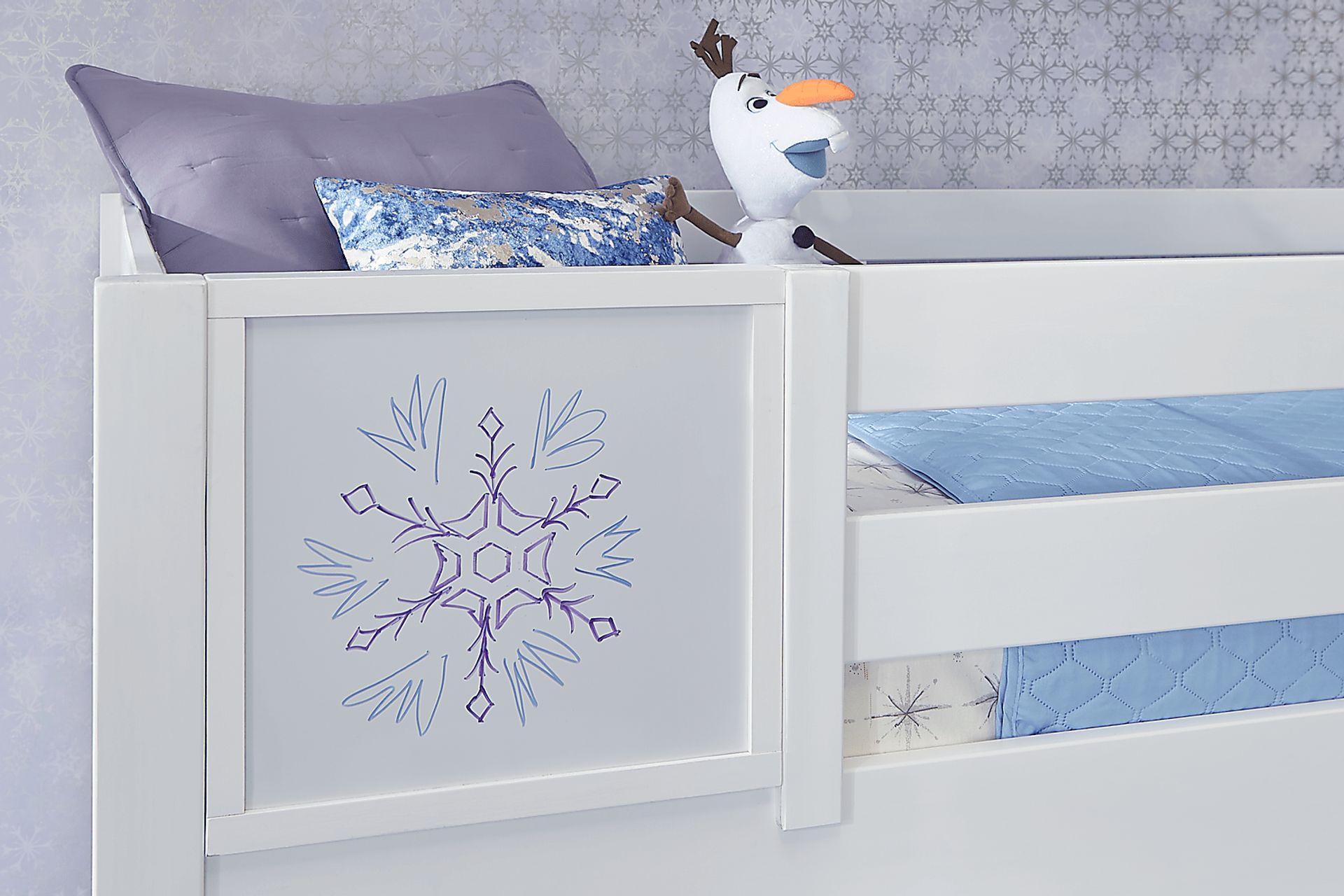 Disney Frozen White Twin Loft Bed with Activity Panel - Image 3