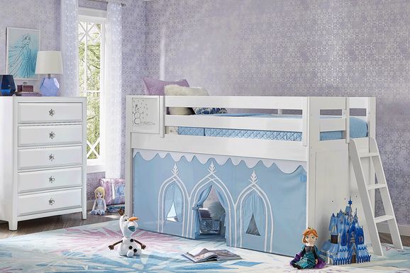 Disney Frozen White Twin Loft Bed with Activity Panel