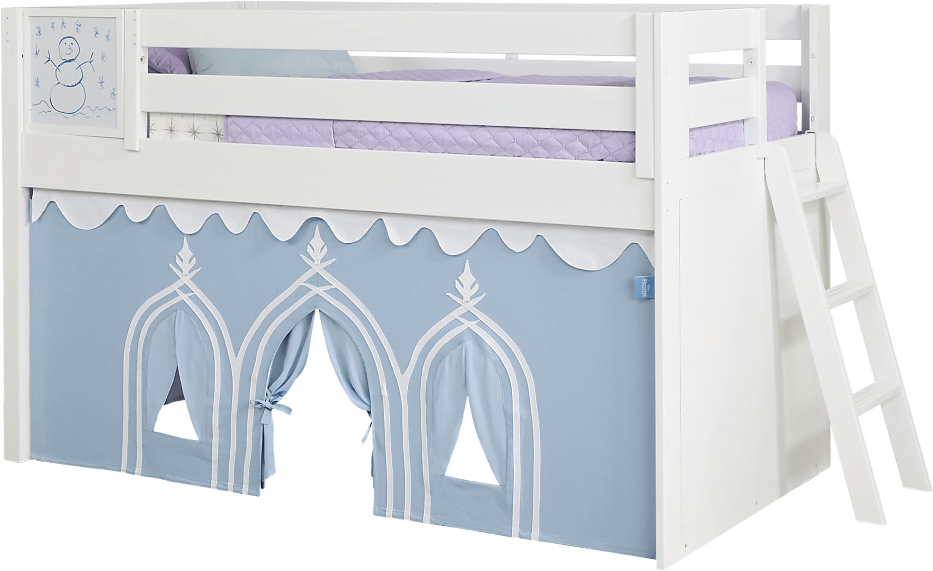 Disney Frozen White Twin Loft Bed with Activity Panel - Image 1