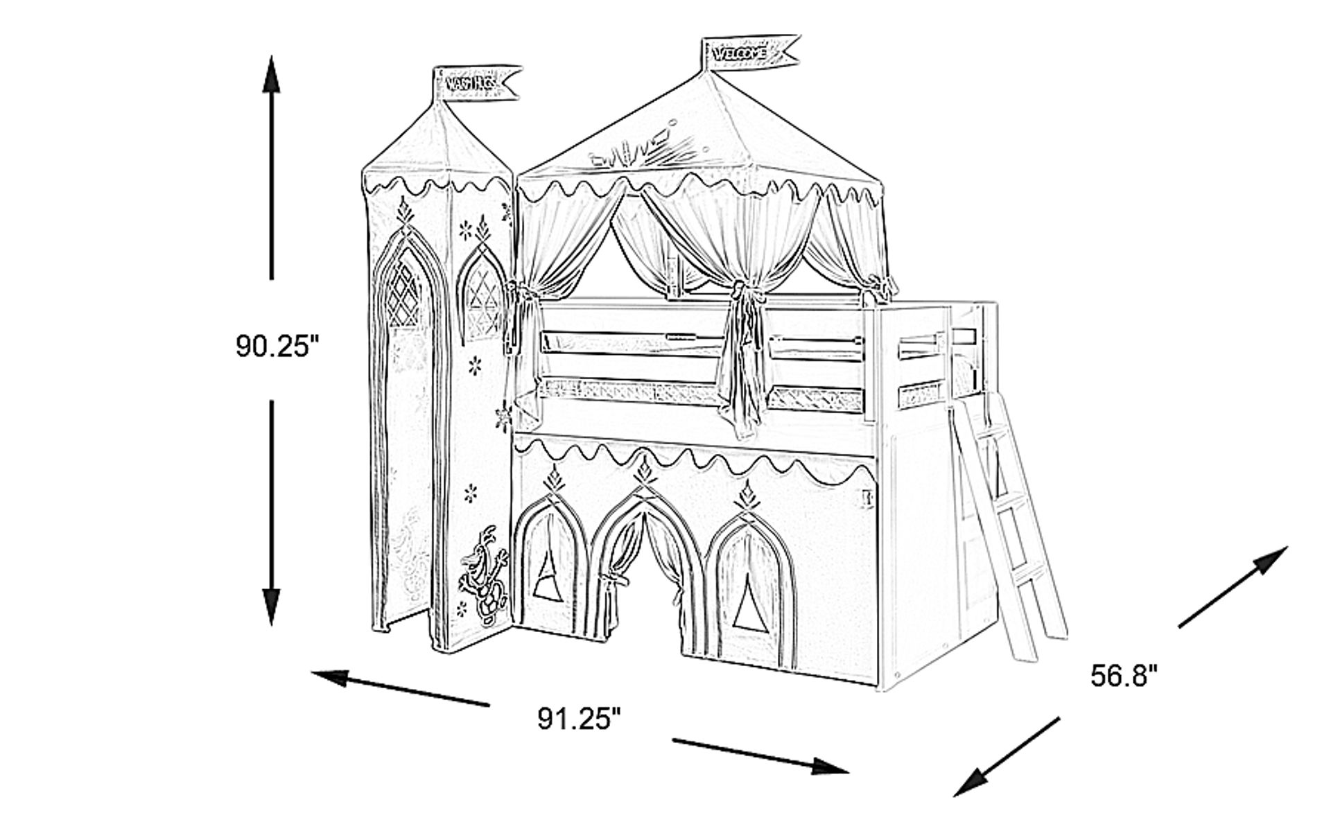 Dimension Image. Please refer to the Dimension Tab on this page for dimension details.