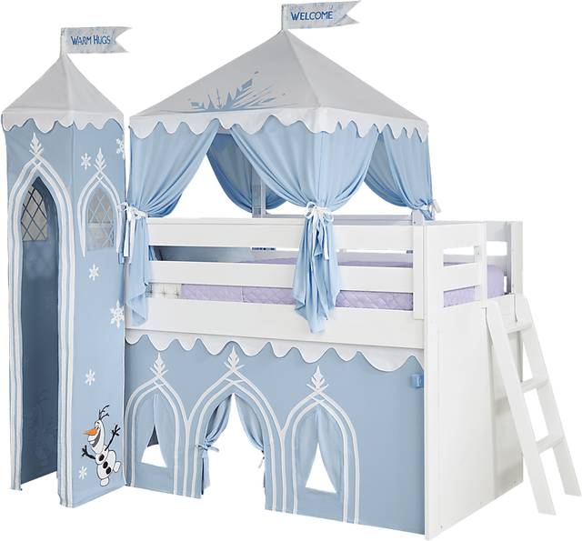 Disney Frozen White Twin Loft Bed with Whiteboard and Tower - Thumbnail - Image 1