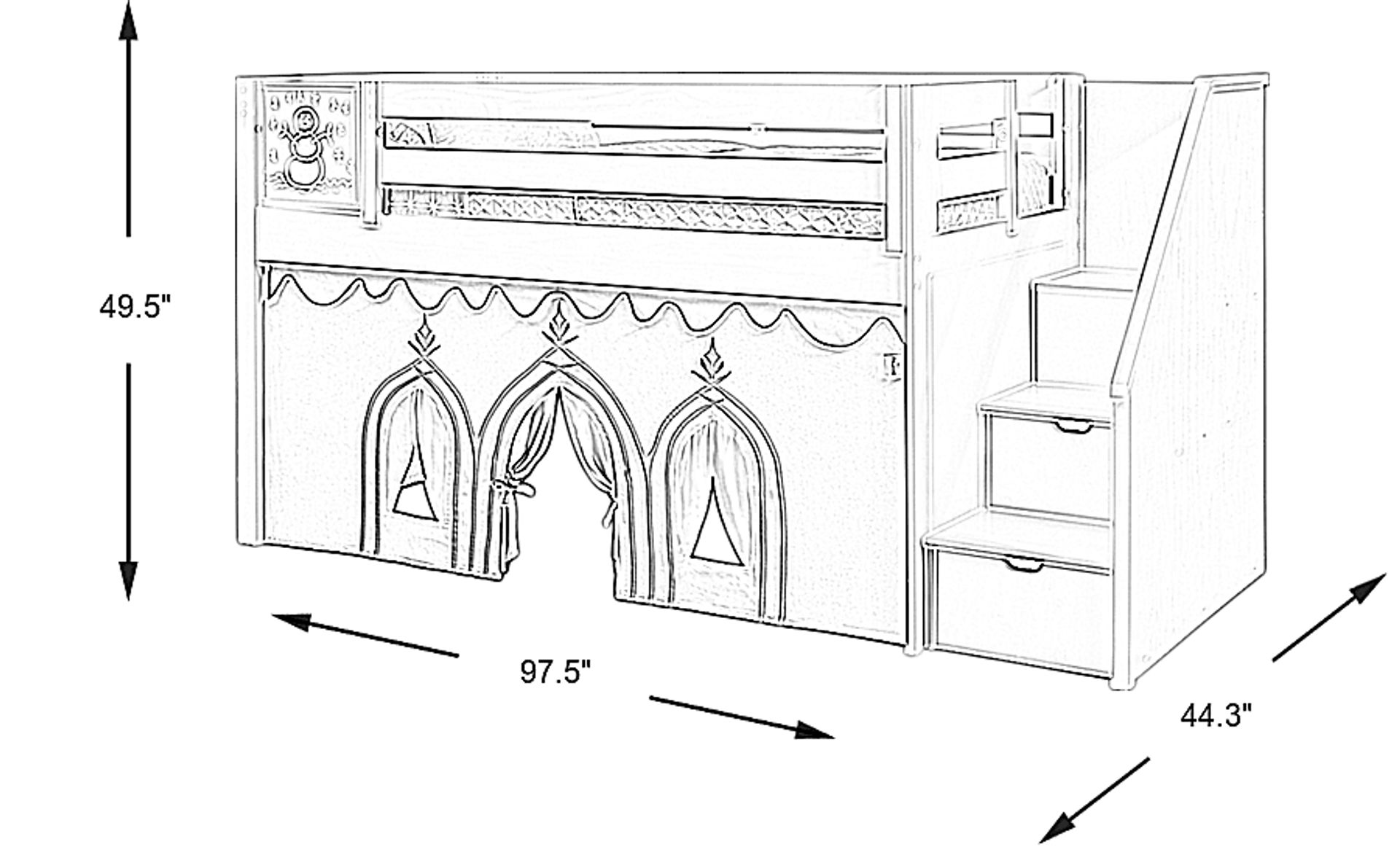 Dimension Image. Please refer to the Dimension Tab on this page for dimension details.