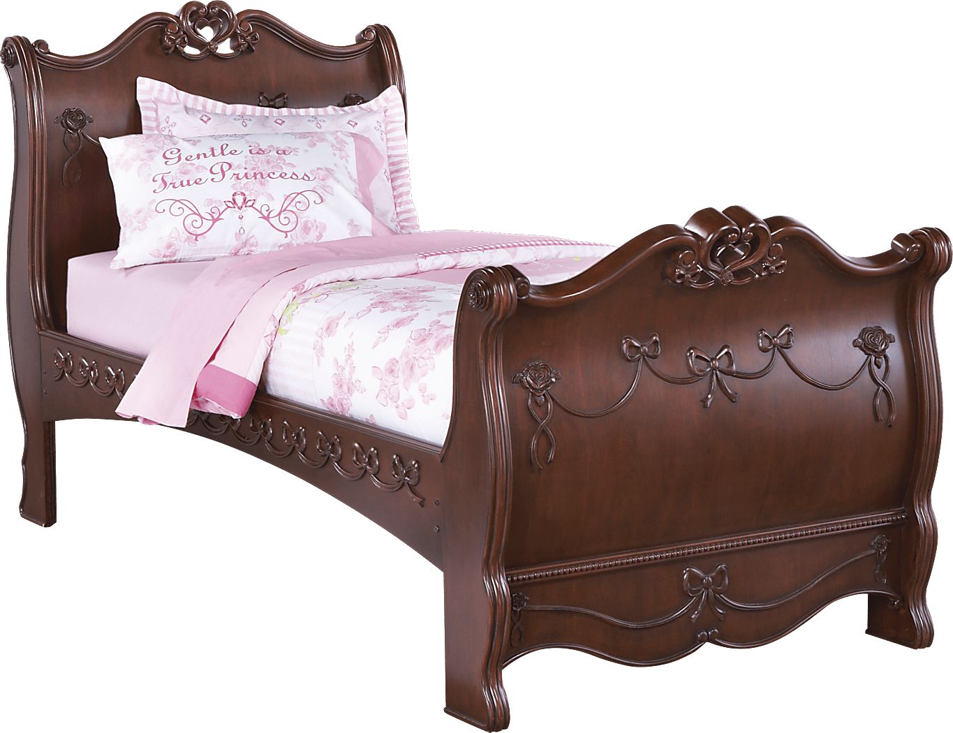Disney Princess Dark Cherry Wood 3 Pc Twin Sleigh Bed Rooms to Go