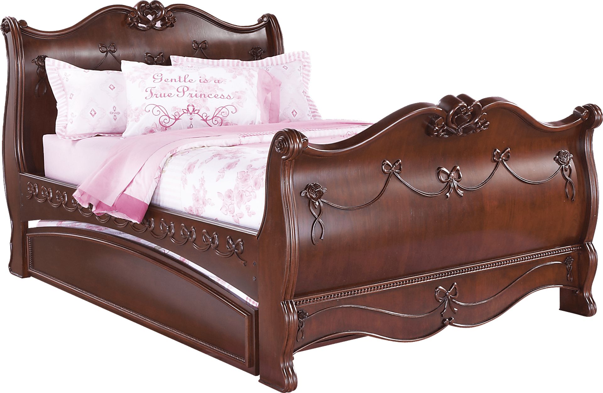 Disney Princess Cherry 4 Pc Full Sleigh Bed w/Trundle - Image 1
