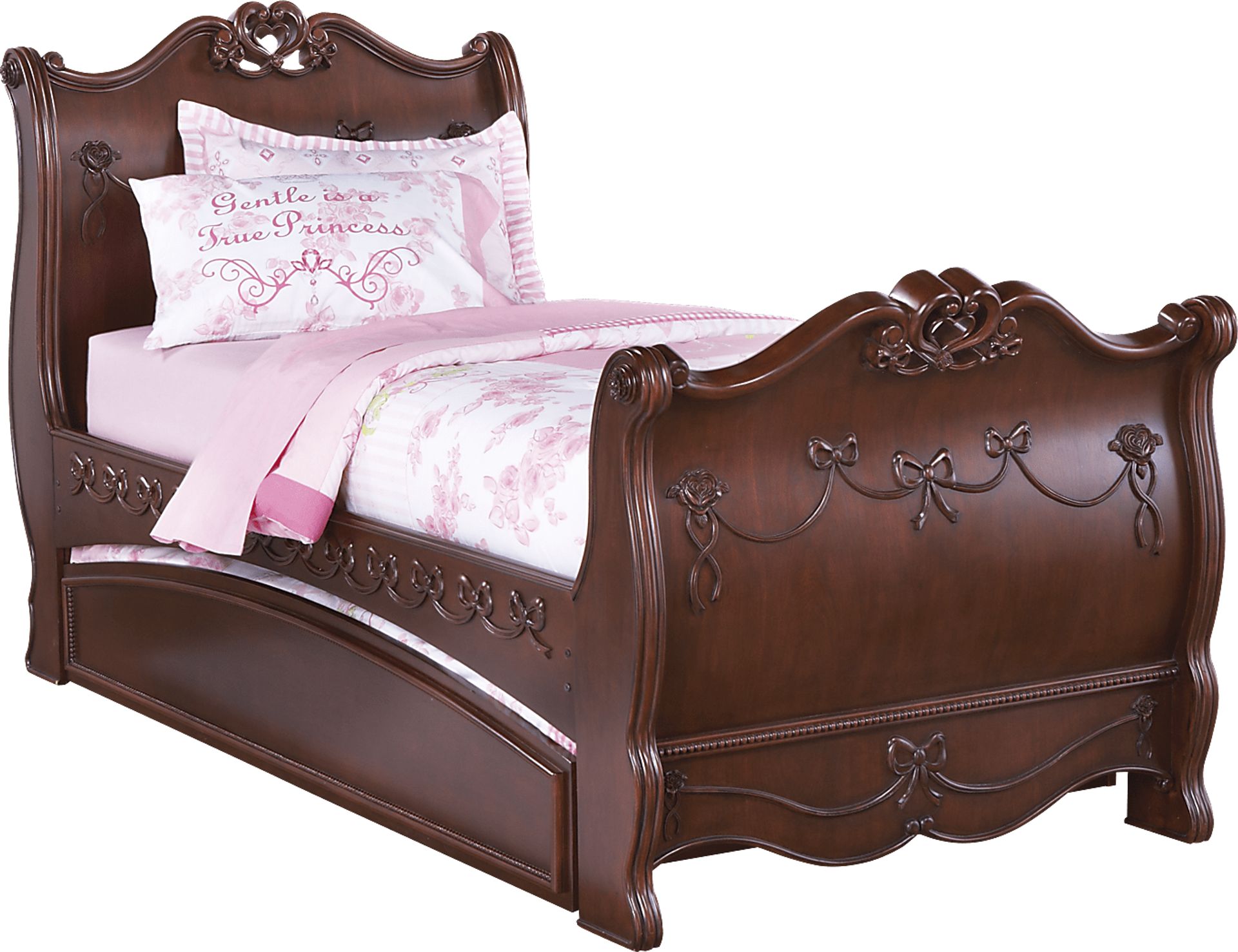 Disney Princess Cherry 4 Pc Twin Sleigh Bed w/Trundle - Image 1
