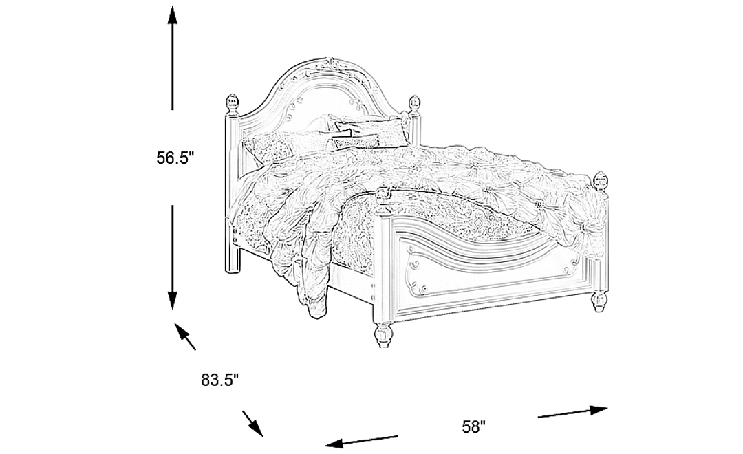 Disney Princess White Full Panel Bed
