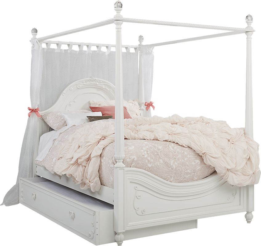 twin canopy bed w/ fabric