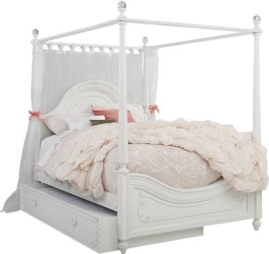 twin canopy bed w/ fabric