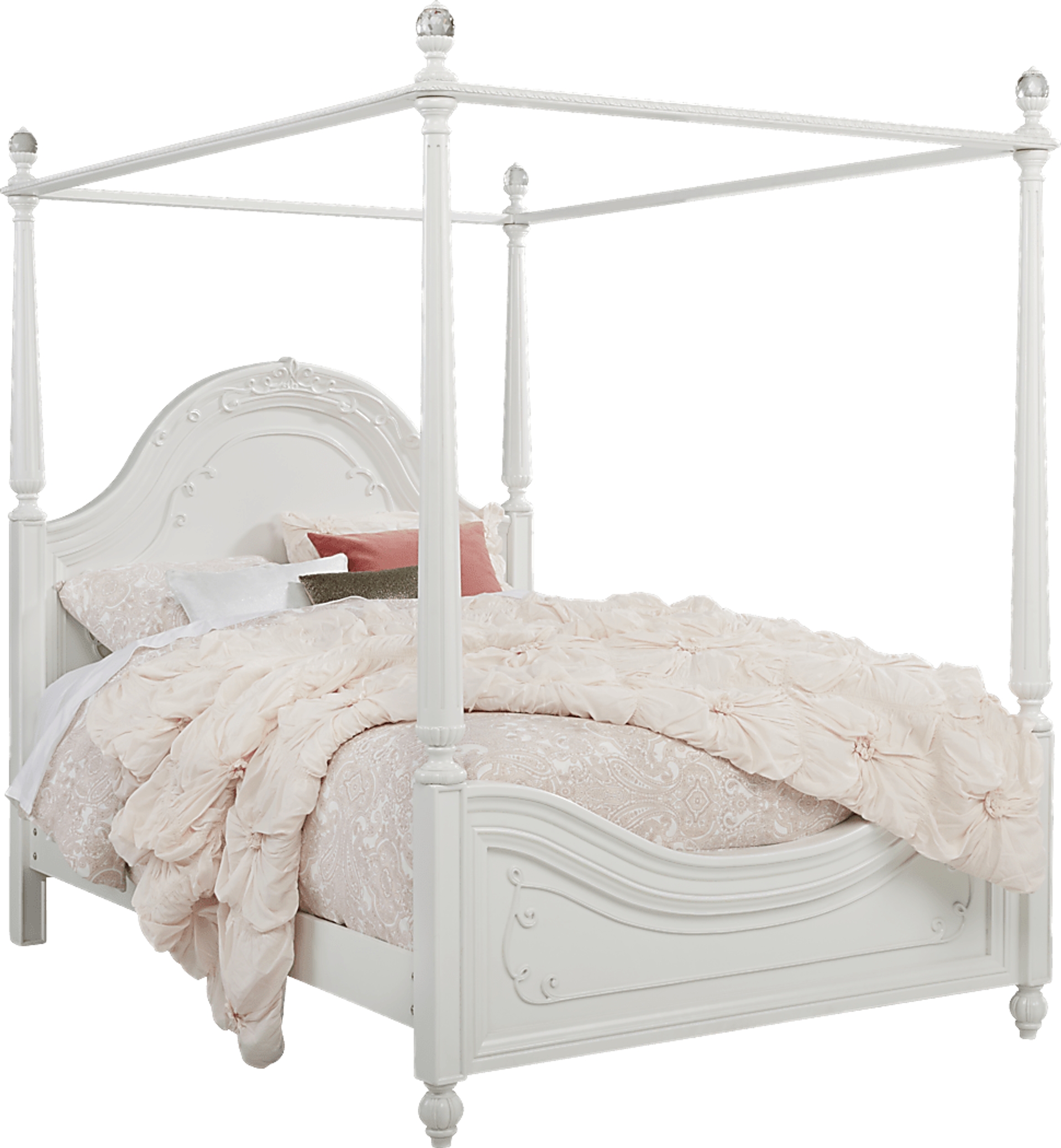 white 4 pc twin canopy bed