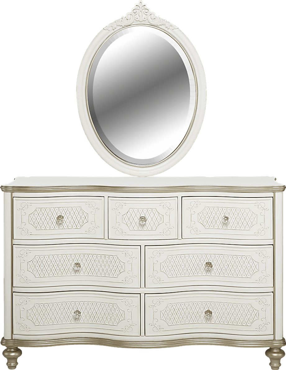 Disney Enchanted Kingdom White Colors,White Dresser & Mirror Set