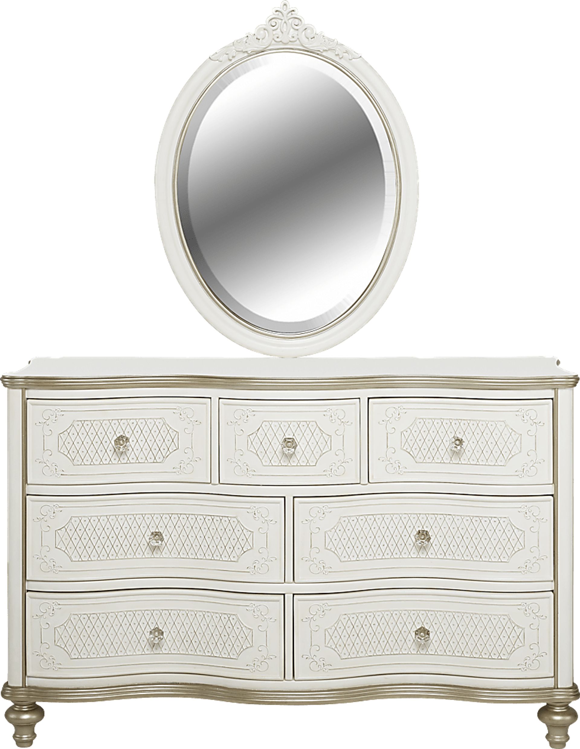 Disney Princess Enchanted Kingdom White Curved Dresser & Mirror Set - Image 1