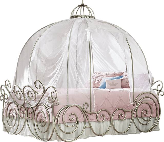 Disney Princess Dreamer Sparkle White Full Carriage Bedroom with Dresser, Mirror & Canopy - Thumbnail - Image 2