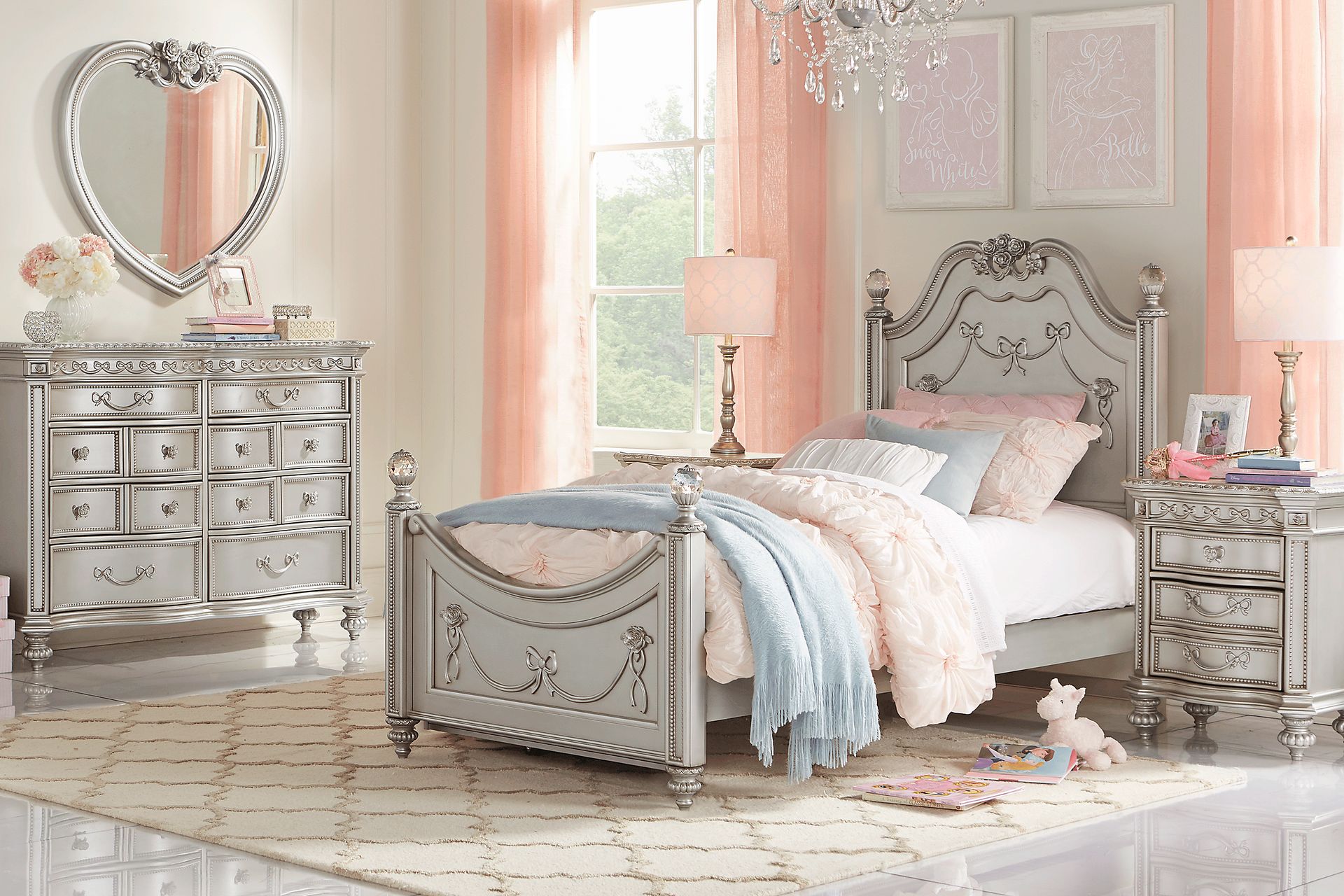 Disney Princess Fairytale Platinum 5 Pc Full Poster Bedroom - Image 1