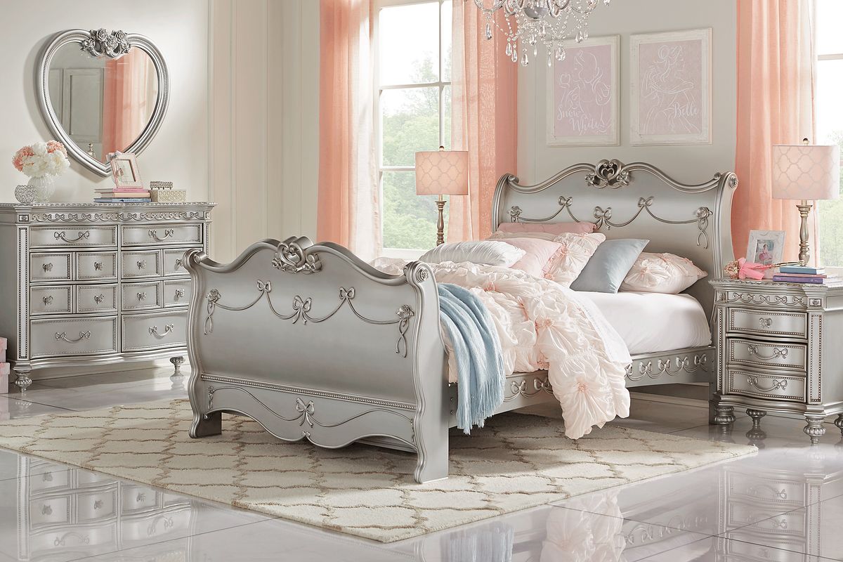 Disney Princess Fairytale 5 Pc Platinum Gray Twin Bedroom Set With ...