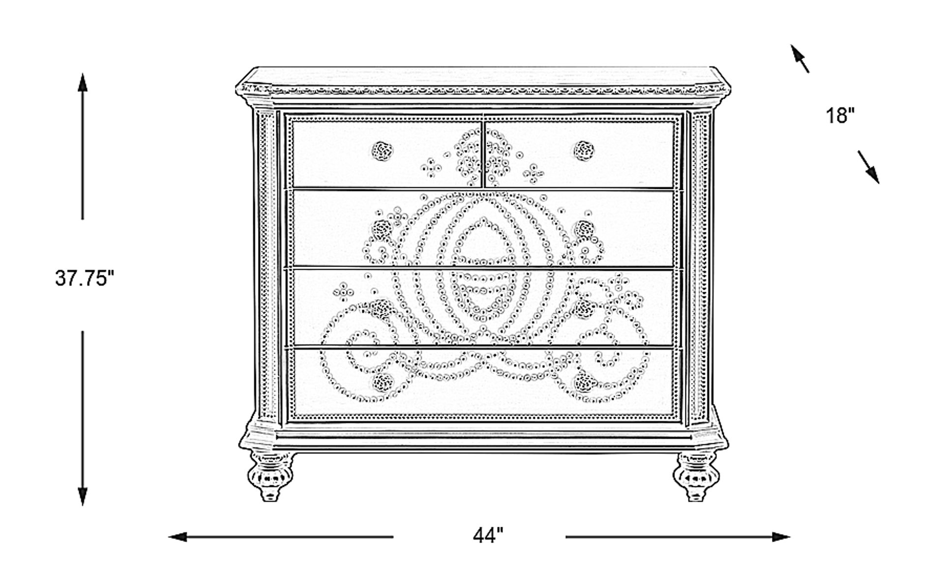 Dimension Image. Please refer to the Dimension Tab on this page for dimension details.