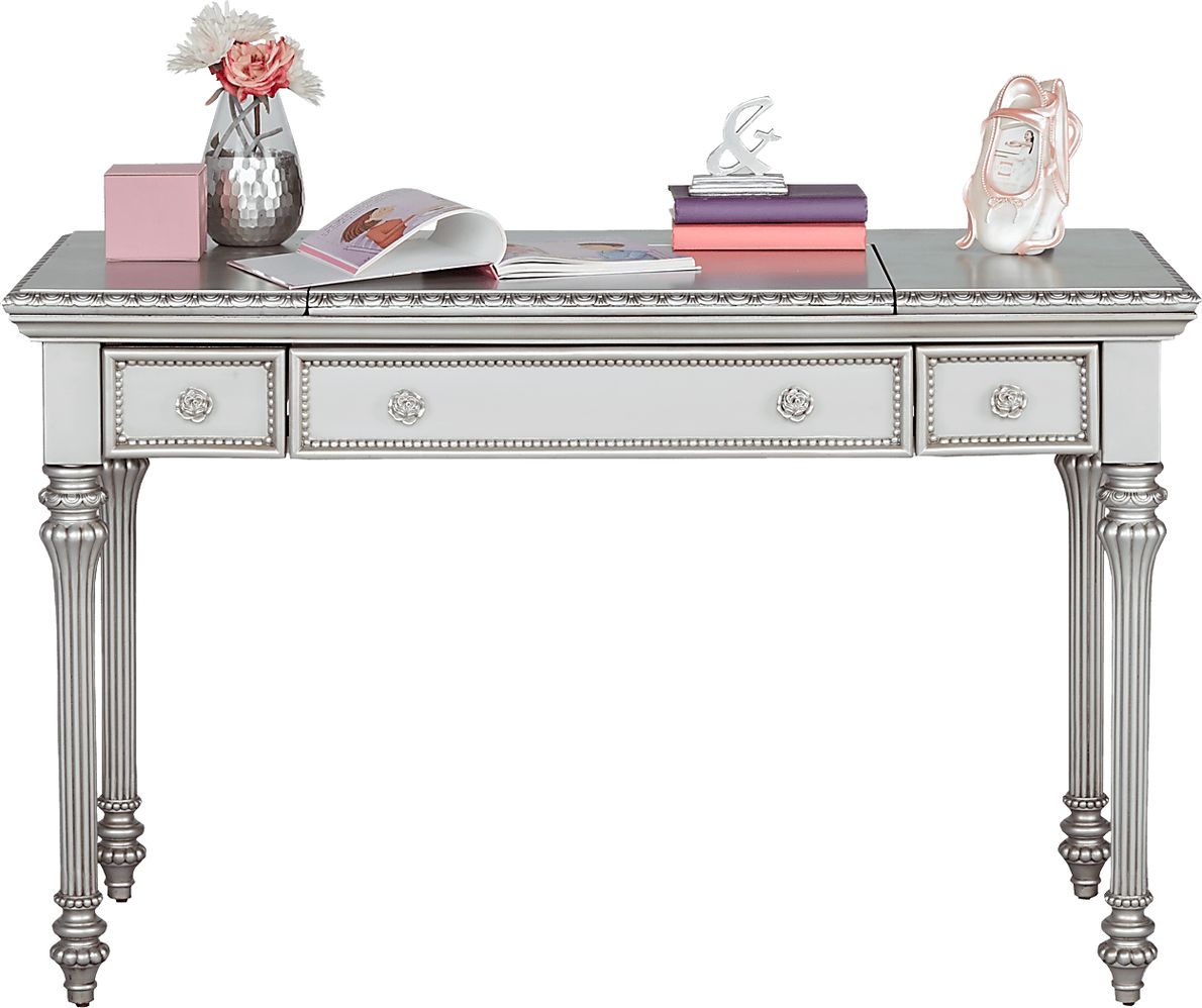 Disney Princess Fairytale Platinum Gray Desk W/ Vanity Mirror - Rooms To Go