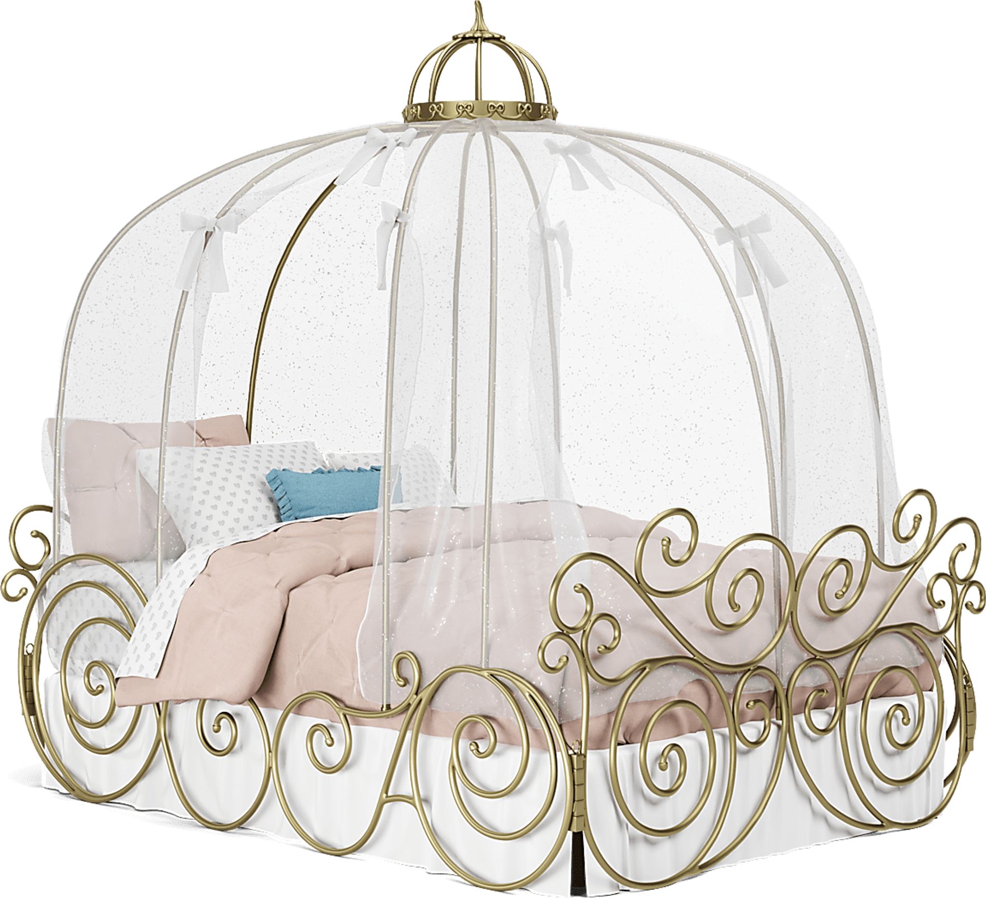 Disney Princess Fairytale Royal Gold Full Carriage Canopy Bed - Image 1