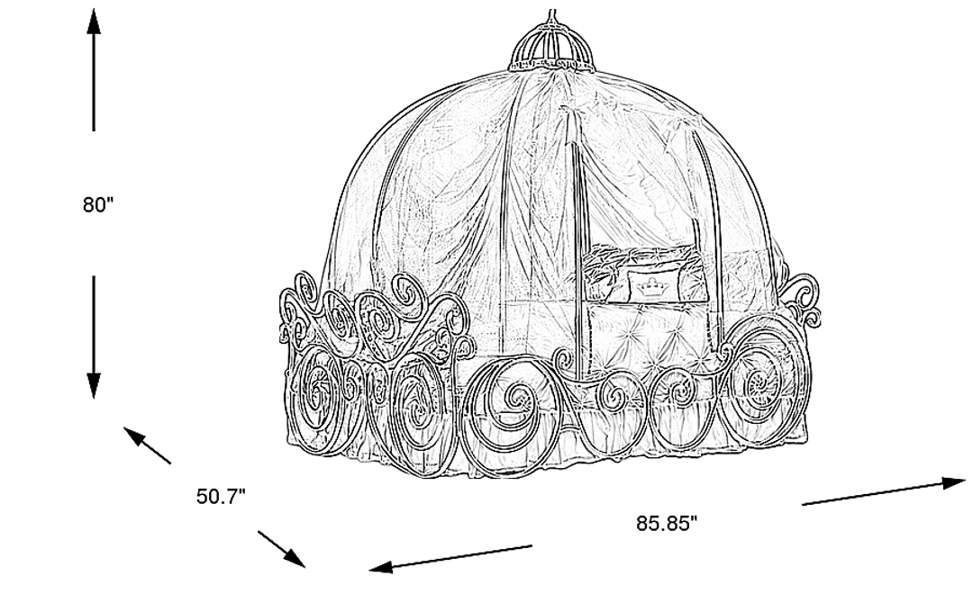 Disney Princess Fairytale Royal Gold Twin Carriage Canopy Bed