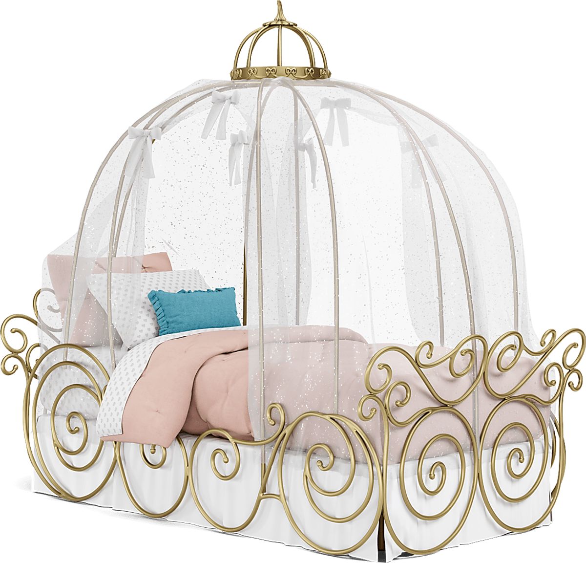 Disney Princess Fairytale 4 Pc Royal Gold Twin Carriage Canopy Bed ...