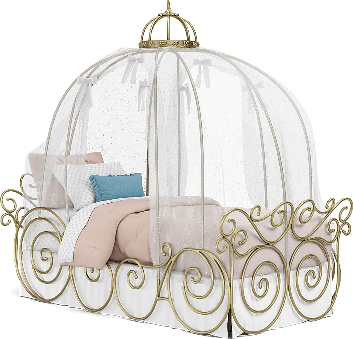 Disney Princess Fairytale 4 Pc Royal Gold Twin Carriage Canopy Bed