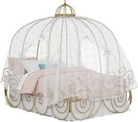 Carriage Bed w/ White Fabric & Bed Skirt