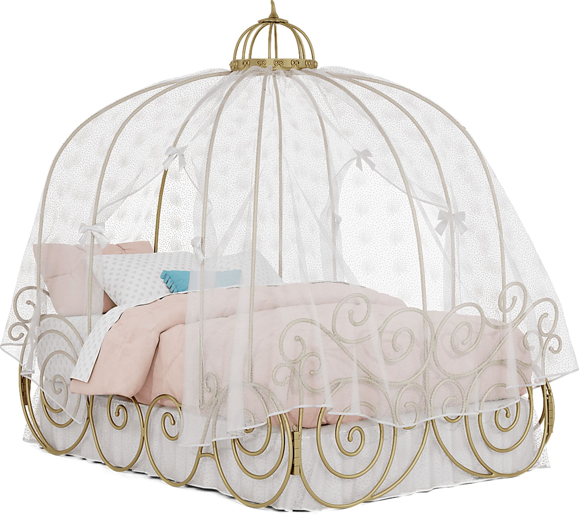 Disney Princess Royal Gold Full Carriage Canopy Bed - Image 1