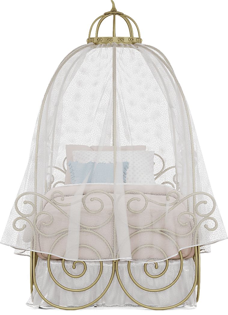 Disney Princess Royal Gold Twin Carriage Bed with White Canopy and Bed Skirt - Thumbnail 4