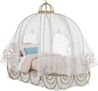 Carriage Bed w/ White Fabric & Bed Skirt