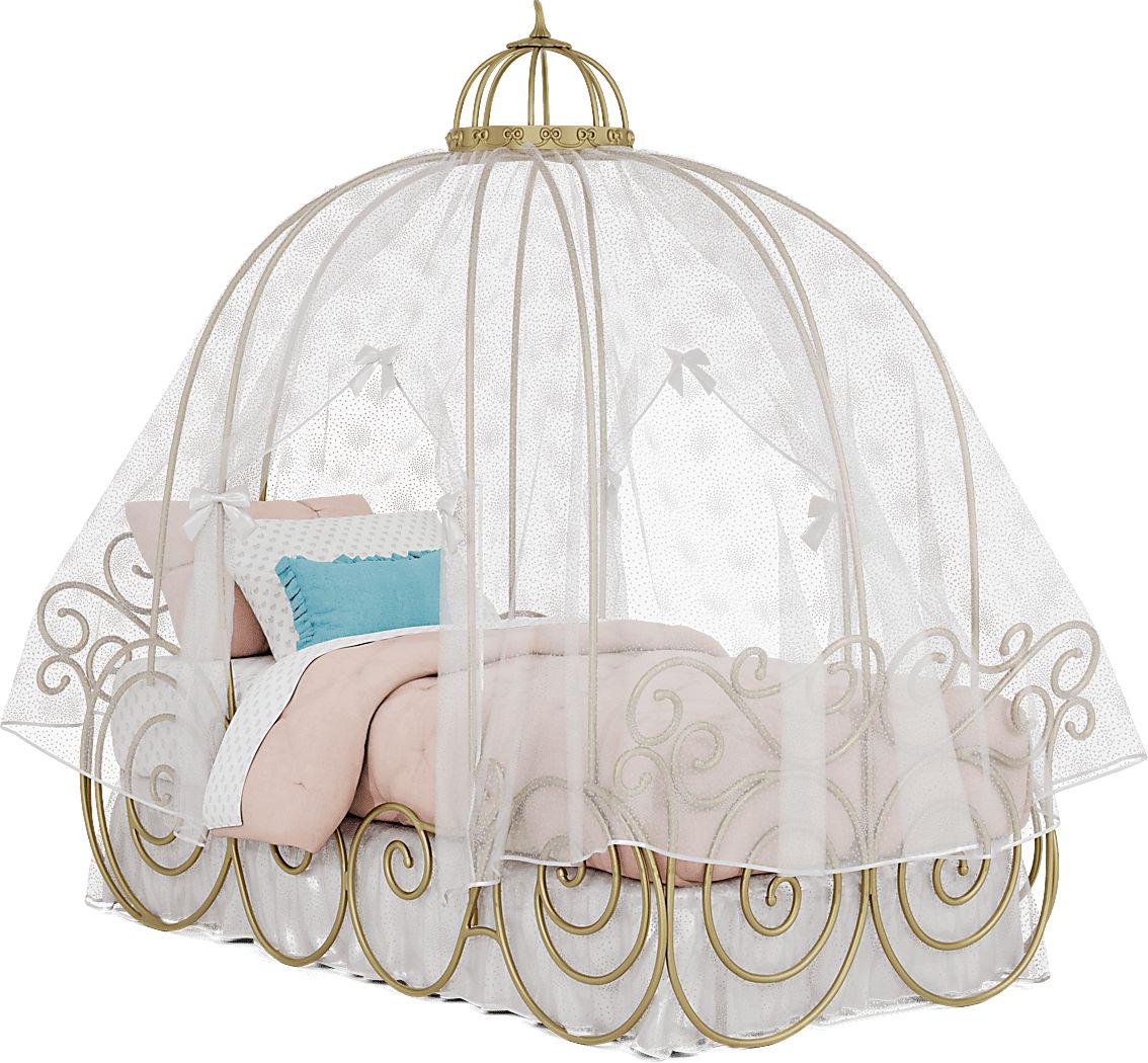 Canopy W/ White Fabric & Bed Skirt