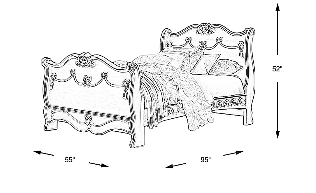 Disney Princess Fairytale Silver 3 Pc Full Sleigh Bed